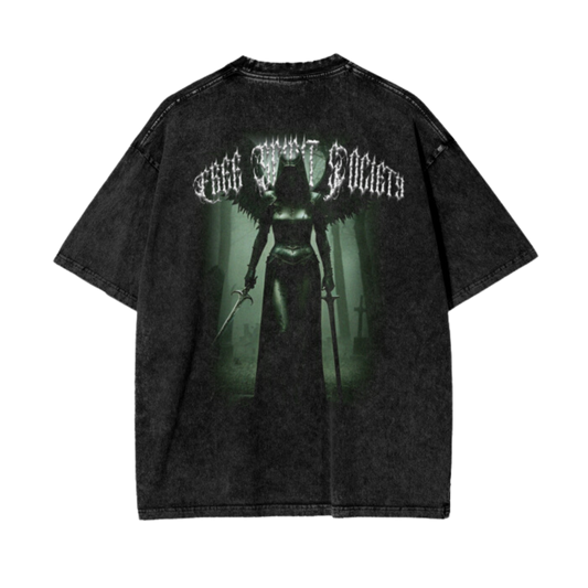 Freespiritsociety Acid Washed Tee shirt Black 100% Cotton Heavy weight material 350gsm
